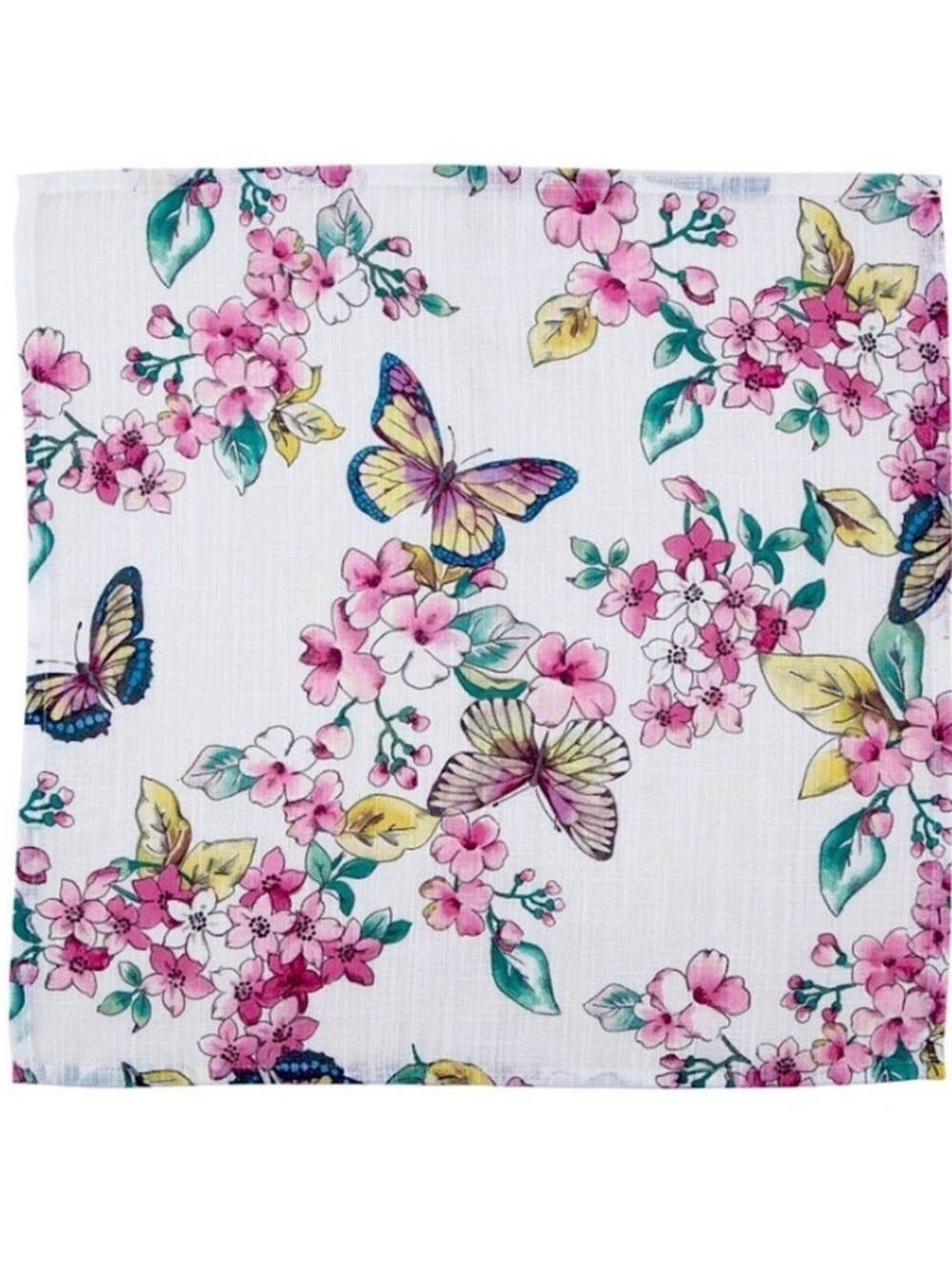 Butterflies Bold Bright Lenox Cloth Napkin NEW (3 Sets Available) Pink Teal